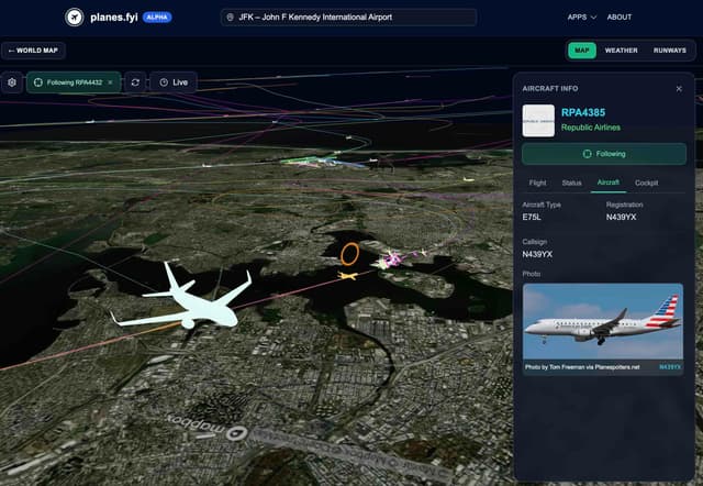 PlanesFYI project screenshot